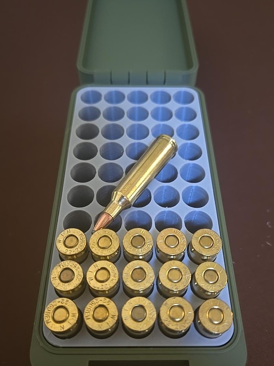 BRT .22-250 Rem OD Green box open showing fitted insert