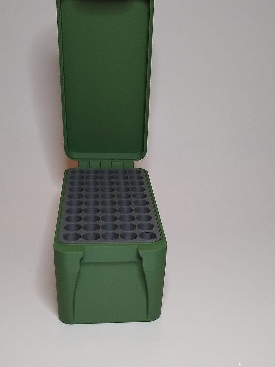 BRT 300 BLK Woodland Camo / OD Base box open showing fitted insert