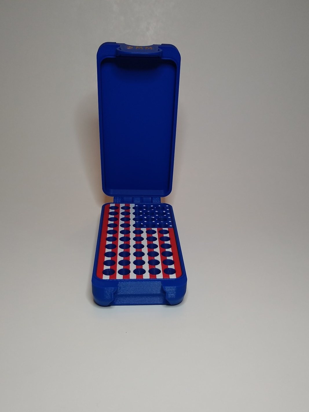 BRT 9mm American Flag box open showing fitted insert